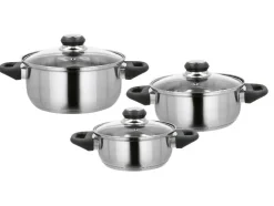 Juego de ollas de acero inoxidable, 6 piezas.