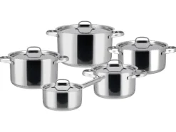 Juego de ollas, 5 piezas, acero inoxidable, Premium