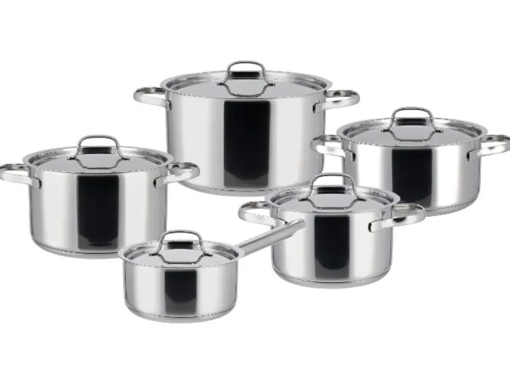 Juego de ollas, 5 piezas, acero inoxidable, Premium