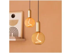 Lámpara con filamento en espiral en carcasa de metal »Globe 125 / Square 100«