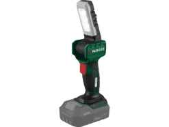Lámpara de mano LED recargable de 20V »PLHLA 20 Li A1« y lámpara de mano LED recargable de 20V »PLHLA 20-Li C1«, sin batería ni cargador.