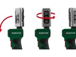 Lámpara de mano LED recargable de 20V »PLHLA 20 Li A1« y lámpara de mano LED recargable de 20V »PLHLA 20-Li C1«, sin batería ni cargador.