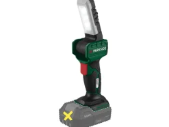 Lámpara de mano LED recargable de 20V »PLHLA 20 Li A1« y lámpara de mano LED recargable de 20V »PLHLA 20-Li C1«, sin batería ni cargador.