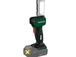 Lámpara de mano LED recargable de 20V »PLHLA 20 Li A1« y lámpara de mano LED recargable de 20V »PLHLA 20-Li C1«, sin batería ni cargador.