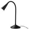 Lámpara de mesa LED con cuello flexible de metal.