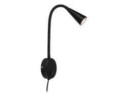 Lámpara de pared LED, con cuello de metal flexible.