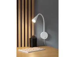 Lámpara de pared LED, con cuello de metal flexible.