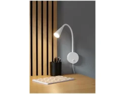 Lámpara de pared LED, con cuello de metal flexible.