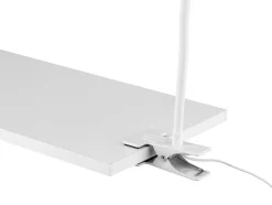 Lámpara LED de pinza, con cuello de metal flexible.