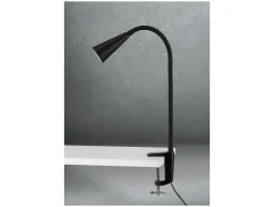 Lámpara LED de pinza, con cuello de metal flexible.