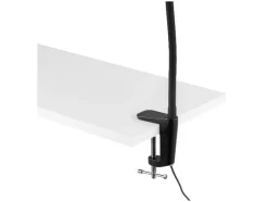 Lámpara LED de pinza, con cuello de metal flexible.