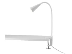 Lámpara LED de pinza, con cuello de metal flexible.