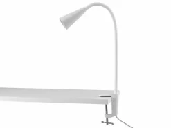 Lámpara LED de pinza, con cuello de metal flexible.