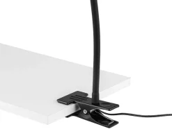 Lámpara LED de pinza, con cuello de metal flexible.