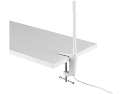 Lámpara LED de pinza, con cuello de metal flexible.