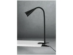Lámpara LED de pinza, con cuello de metal flexible.