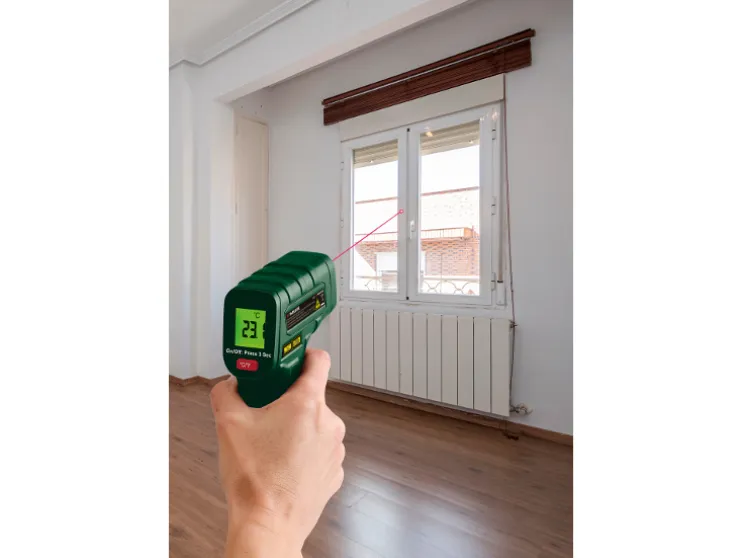 Medidor de humedad para materiales y madera / Termómetro infrarrojo