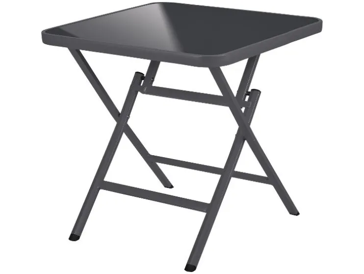 Mesa de aluminio y cristal »Houston / Toronto«, 70 x 70 x 70 cm.