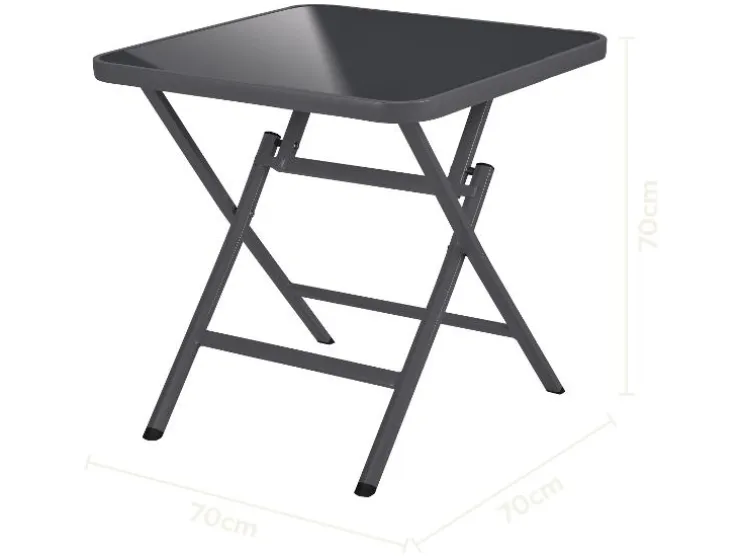 Mesa de aluminio y cristal »Houston / Toronto«, 70 x 70 x 70 cm.