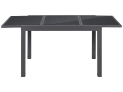 Mesa de jardín de aluminio »Houston / Toronto« gris, 120-180 x 89 x 75 cm.
