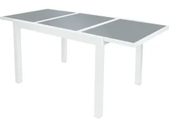 Mesa de jardín de aluminio »Houston« blanco, 120-180 x 89 x 75 cm.