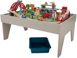 Mesa de juego de tren de madera, 100 piezas.
