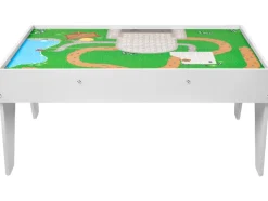 Mesa de juegos con tren de madera