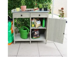 Mueble inferior para mesa de cultivo, 98 x 48 x 95 cm, gris.