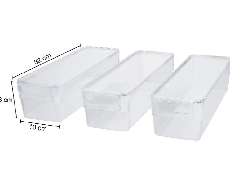 Organizador de frigorífico con tapa, juego de 3, 2 L.