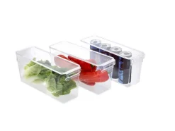 Organizador de frigorífico con tapa, juego de 3, 3,4 L.
