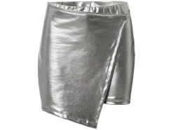 Pantalón culotte de mujer con efecto brillo metálico.