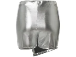 Pantalón culotte de mujer con efecto brillo metálico.