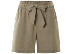 Pantalones cortos tipo paperbag de mujer con lino