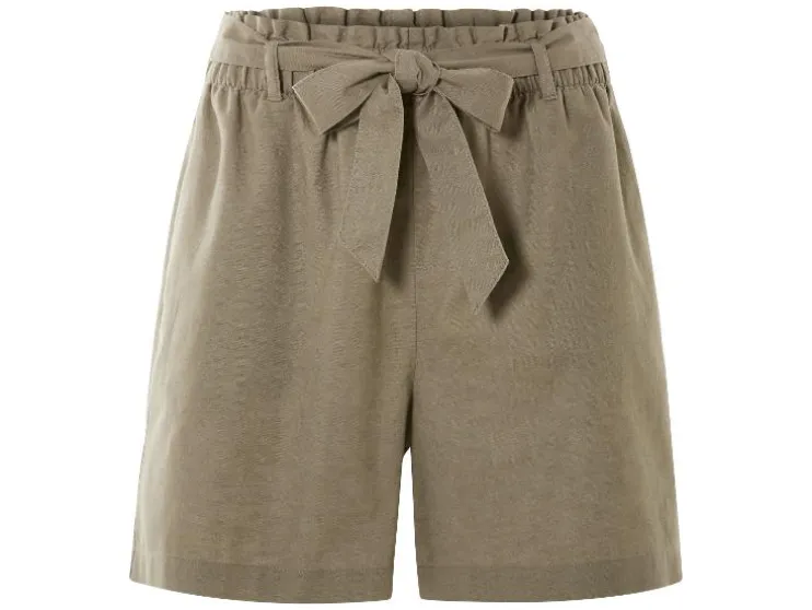 Pantalones cortos tipo paperbag de mujer con lino