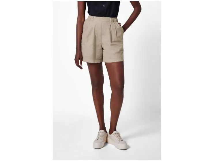 Pantalones cortos tipo paperbag de mujer con lino