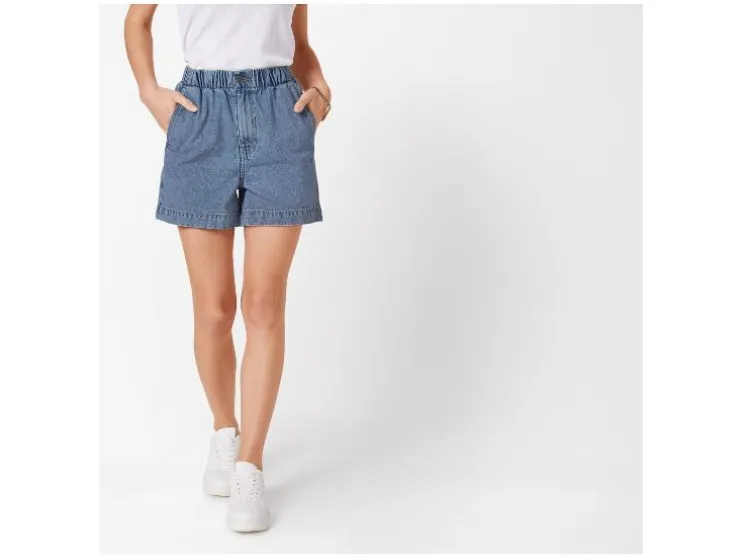 Pantalones cortos vaqueros de mujer, talle medio.