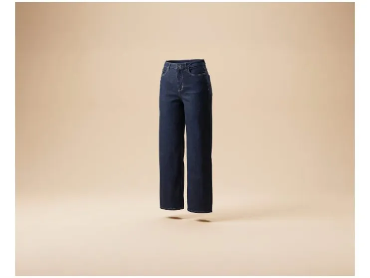 Pantalones vaqueros de mujer, pernera ancha, tiro alto.
