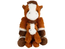 Peluche de mamá con bebé gato / perro / caballo / conejo