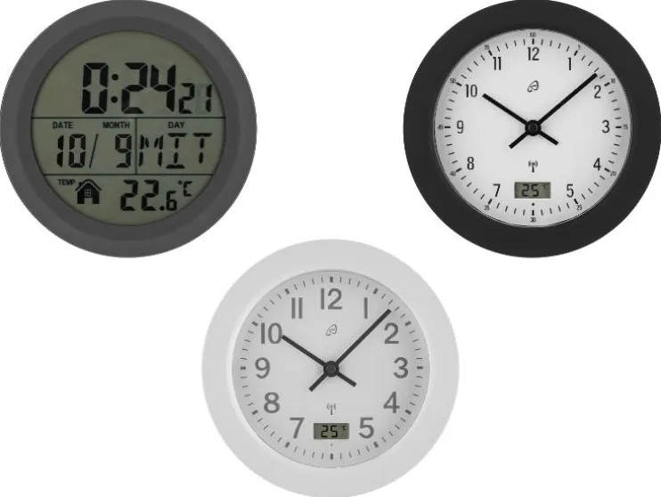 Reloj de baño radio controlado, con 4 ventosas traseras.