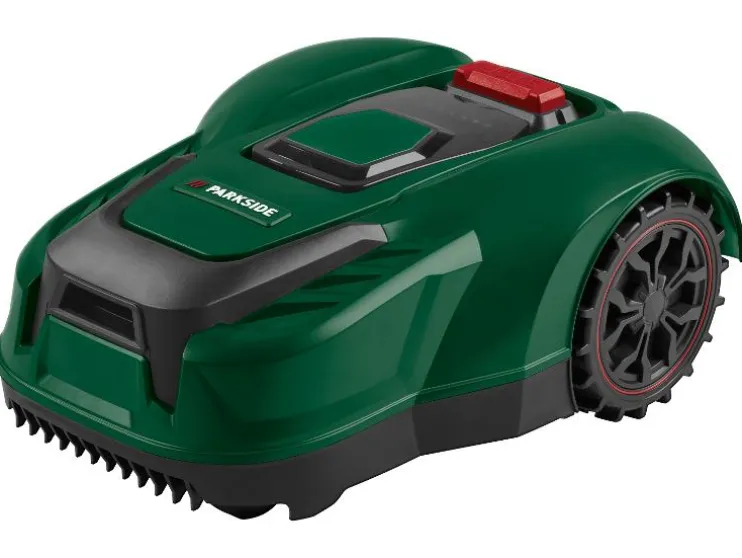 Robot cortacésped de 20 V »PAMRS 1000 A1«, con batería y estación de carga.
