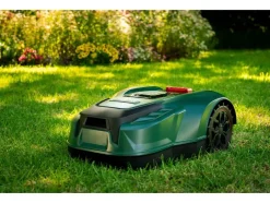 Robot cortacésped de 20 V »PAMRS 1000 A1«, con batería y estación de carga.