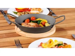 Ø 32 Sartén grill de hierro / Ø 28,5 Sartén grill de hierro con fondo perforado / Ø 20 Sartén grill de hierro con tabla de servir.
