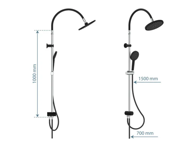 Schütte Duschsystem »MATAO RAIN«, ducha de lluvia móvil y teleducha, cromo/negro