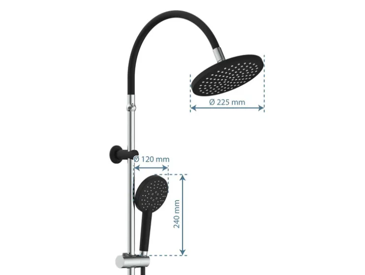 Schütte Duschsystem »MATAO RAIN«, ducha de lluvia móvil y teleducha, cromo/negro