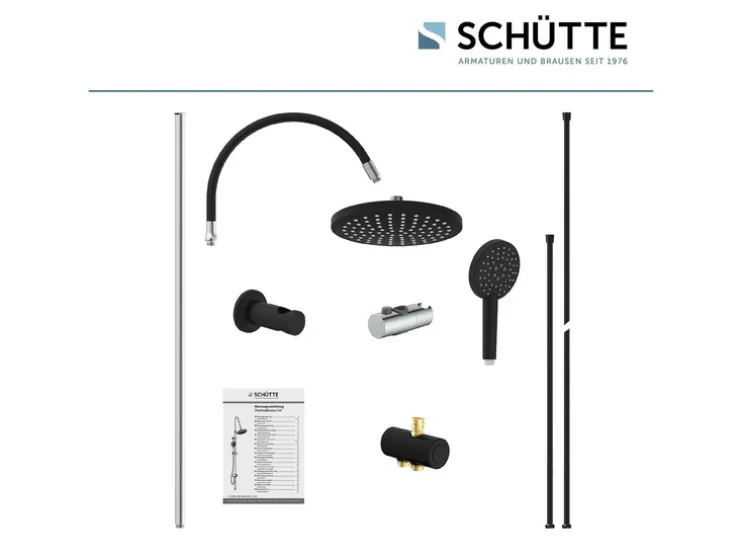 Schütte Duschsystem »MATAO RAIN«, ducha de lluvia móvil y teleducha, cromo/negro