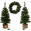 Set de árboles de Navidad y corona de Adviento con LED