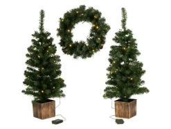 Set de árboles de Navidad y corona de Adviento con LED