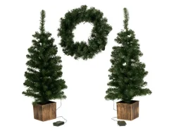 Set de árboles de Navidad y corona de Adviento con LED