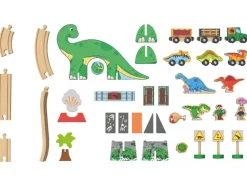 Set de tren de madera »Granja / Dinosaurios«