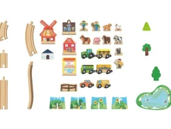 Set de tren de madera »Granja / Dinosaurios«